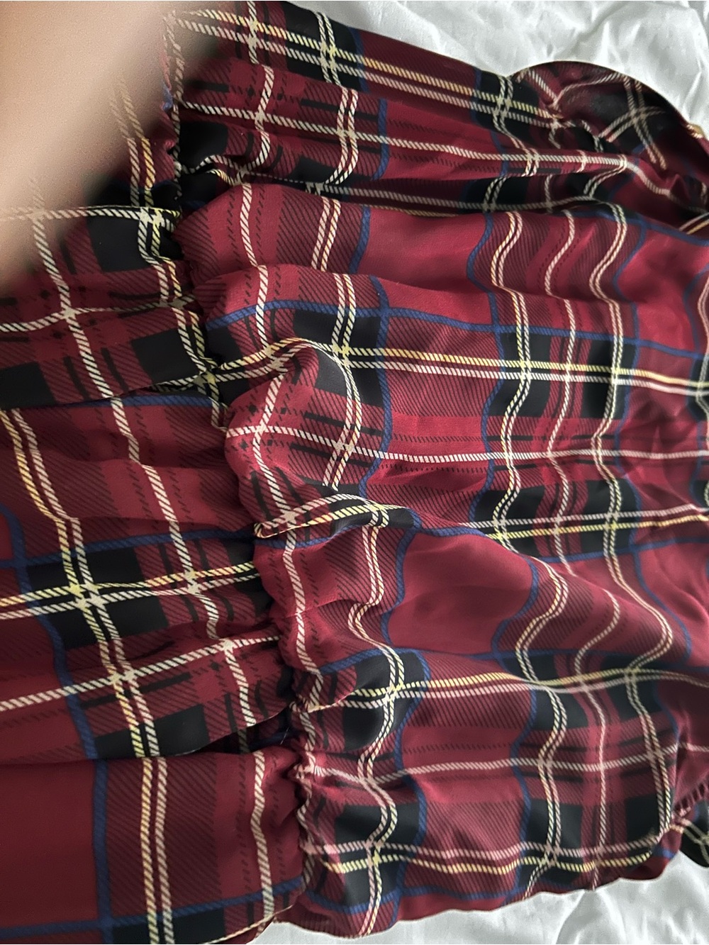 Burgundy Plaid Wrap Mini Dress - Picture 6 of 8